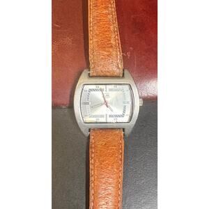 Women's 28mm Silver Tone UnionBay Watch, Brown Leather Band